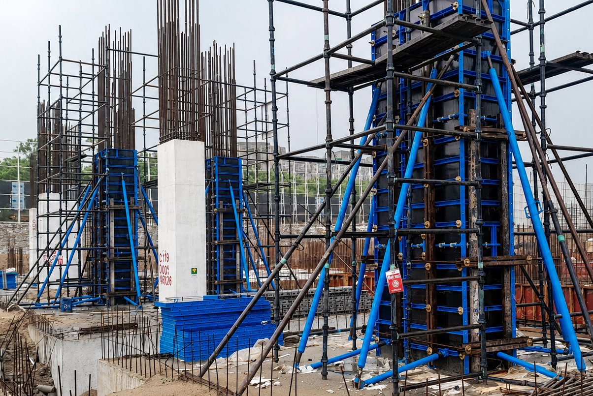 Swift panel formwork around a column